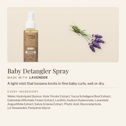 Nourishing Baby Detangler Spray with lavender, and its full ingredient list