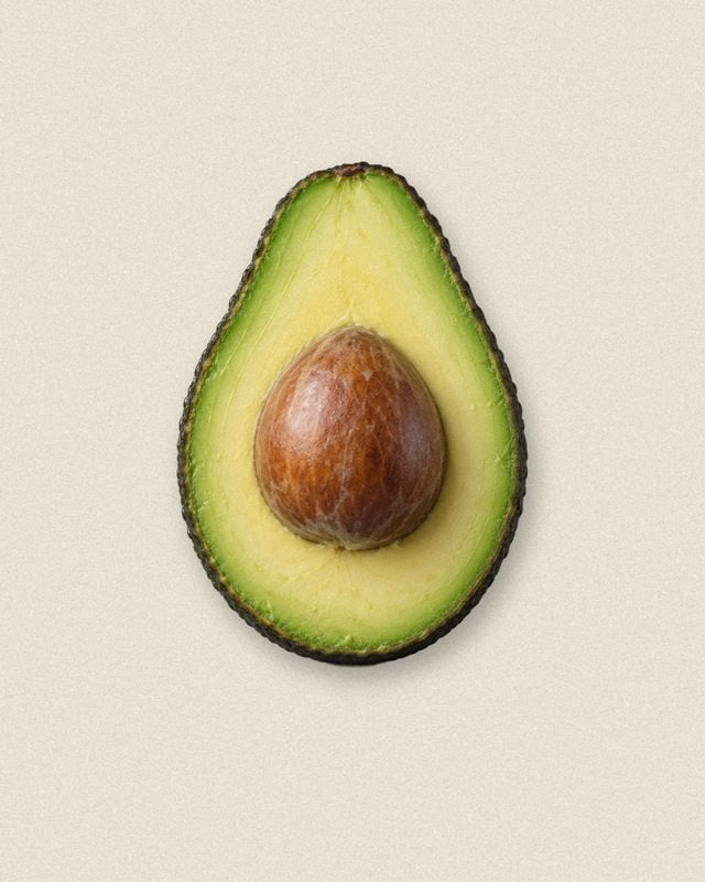 A halved avocado